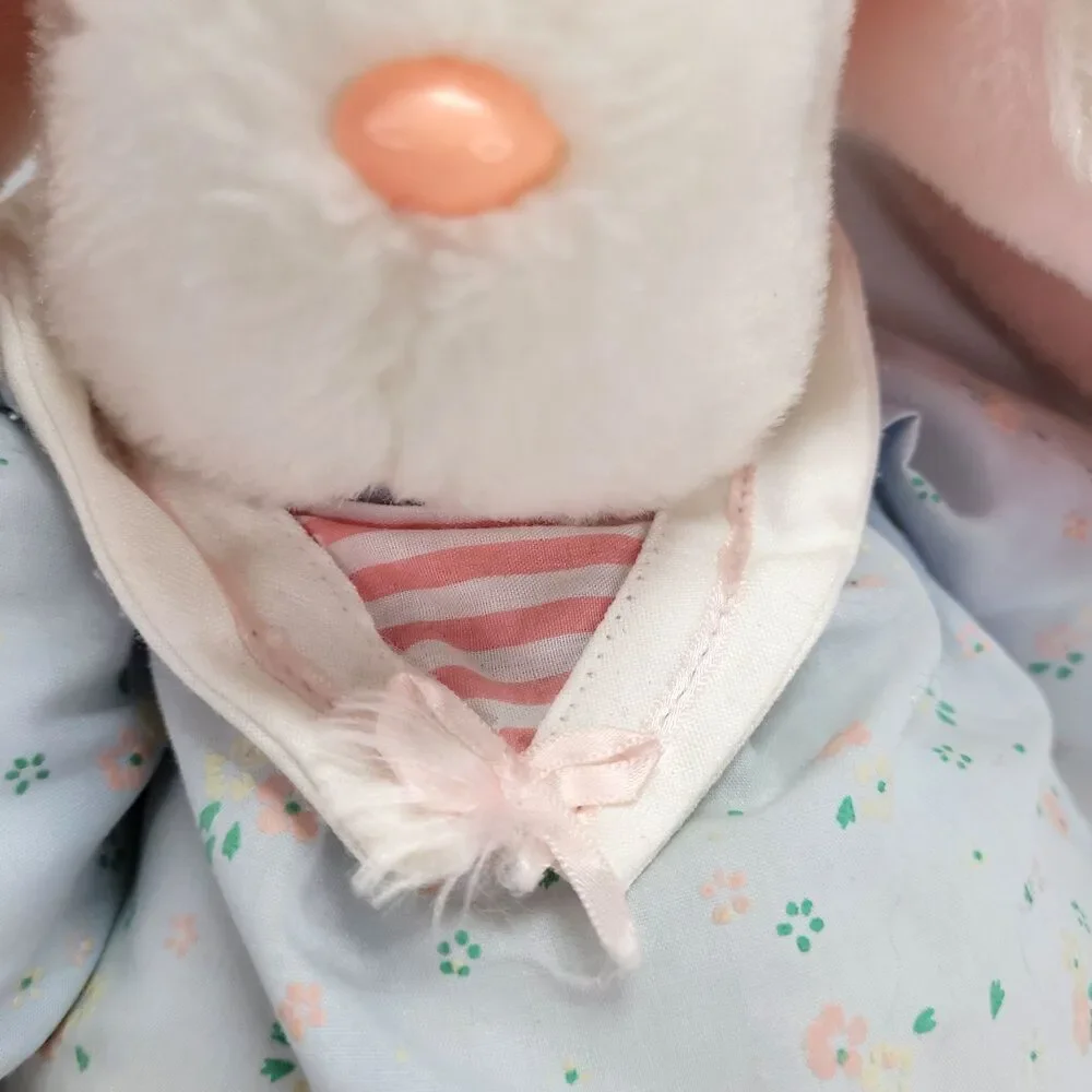 Vtg Cricket International nylon Easter Bunny Rabbit Plush 14” flowers Jumpsuit